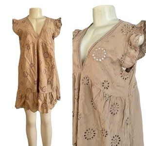 NWT Summer Mini Dress by Acuarela Size L V Neck Eyelet made in Italy Large new.